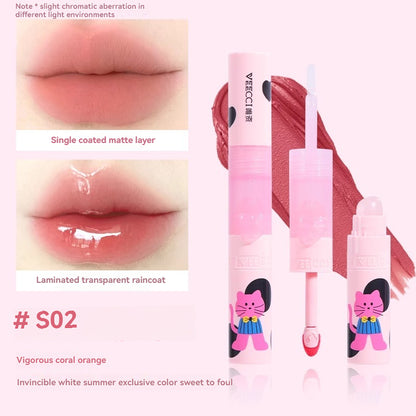 VEECCI Double-Head Lip Glaze with silicone lip brush Sweetheart Cat lip gloss Series