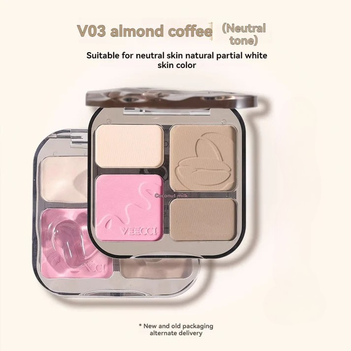 VEECCI Contour Highlight Palette Brightens Skin Tone Natural Long-lasting Waterproof Makeup 8g