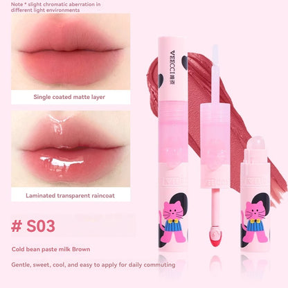 VEECCI Double-Head Lip Glaze with silicone lip brush Sweetheart Cat lip gloss Series
