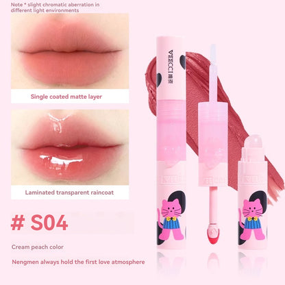 VEECCI Double-Head Lip Glaze with silicone lip brush Sweetheart Cat lip gloss Series