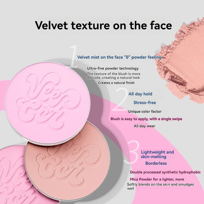 VEECCI Powder Blush Lightweight Smooth Blendable Long-lasting All-Day Face Enhancing Makeup Color