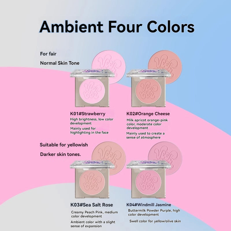 VEECCI Powder Blush Lightweight Smooth Blendable Long-lasting All-Day Face Enhancing Makeup Color