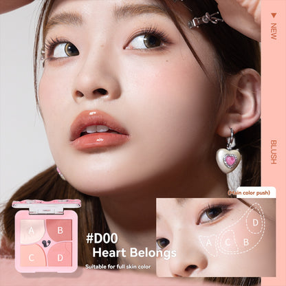 VEIZZICCI Powder Blusher Highlight 4 in 1 Cream Matte Multi Purpose (6g)（副本）