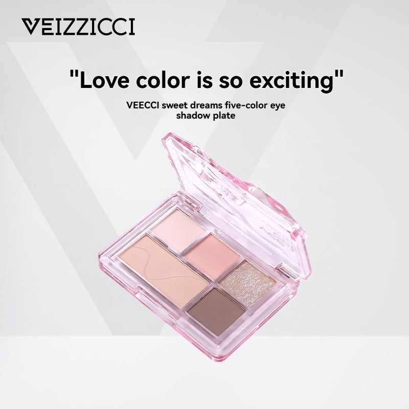 VEIZZICCI Eye Shadow Board Pearl Sparkling Earth Suitable For Beginners - 5 Color (5.2g)（副本）