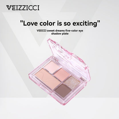 VEIZZICCI Eye Shadow Board Pearl Sparkling Earth Suitable For Beginners - 5 Color (5.2g)（副本）