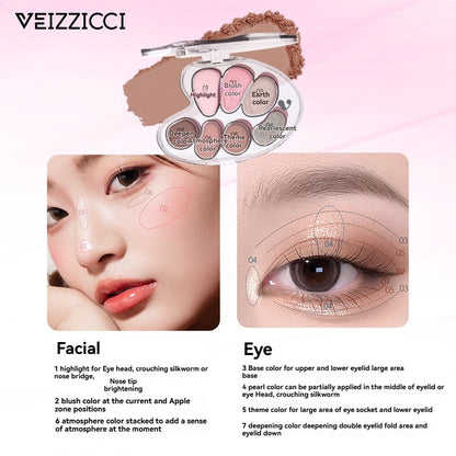VEIZZICCI The Great Artist Eyeshadow Matte Shimmer Seven Colors Multipurpose Portable Eye Shadow Palette 6.5g（副本）