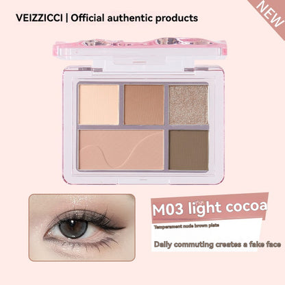 VEIZZICCI Eye Shadow Board Pearl Sparkling Earth Suitable For Beginners - 5 Color (5.2g)（副本）