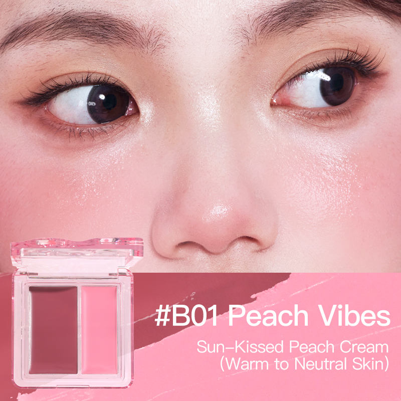 VEECCI Two Color Watershine Powder Blusher Cream Moisturizing Skin Sticking Sweet Girl Watershine Powder Blusher Is Not Easy To Take Off