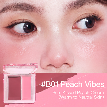 VEECCI Two Color Watershine Powder Blusher Cream Moisturizing Skin Sticking Sweet Girl Watershine Powder Blusher Is Not Easy To Take Off