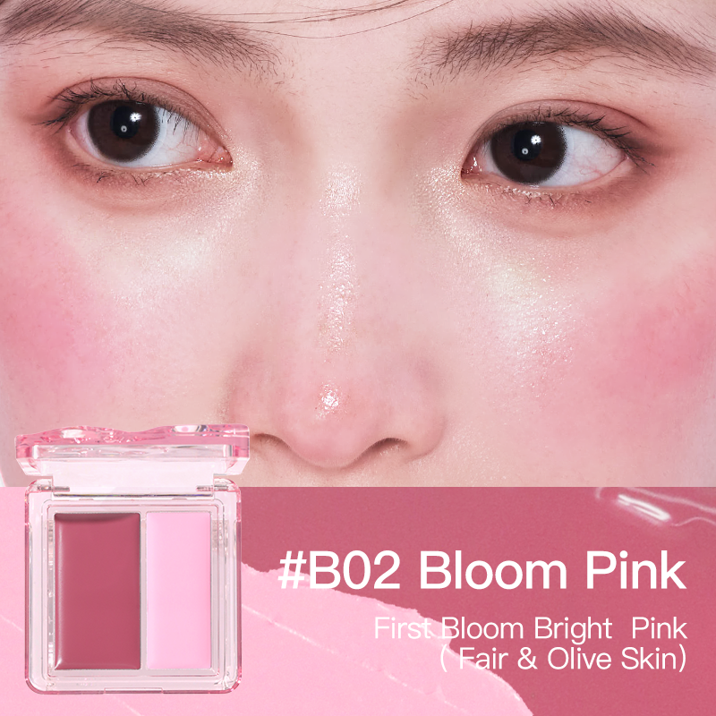 VEECCI Two Color Watershine Powder Blusher Cream Moisturizing Skin Sticking Sweet Girl Watershine Powder Blusher Is Not Easy To Take Off