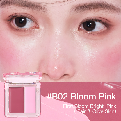 VEECCI Two Color Watershine Powder Blusher Cream Moisturizing Skin Sticking Sweet Girl Watershine Powder Blusher Is Not Easy To Take Off