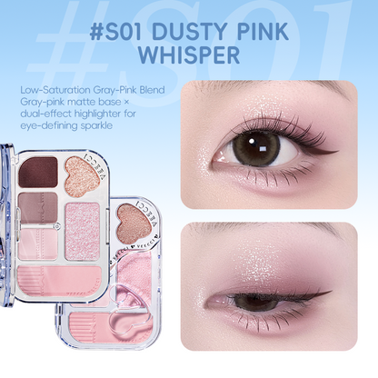 VEECCI Fantasy Lace Series 6-Color Eyeshadow Palette - Highly Pigmented & Shimmery Finish