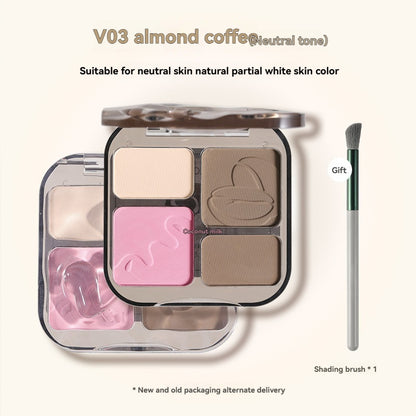 VEIZZICCI Contour Highlight Palette Brightens Skin Tone Natural Long-lasting Waterproof Makeup 8g（副本）