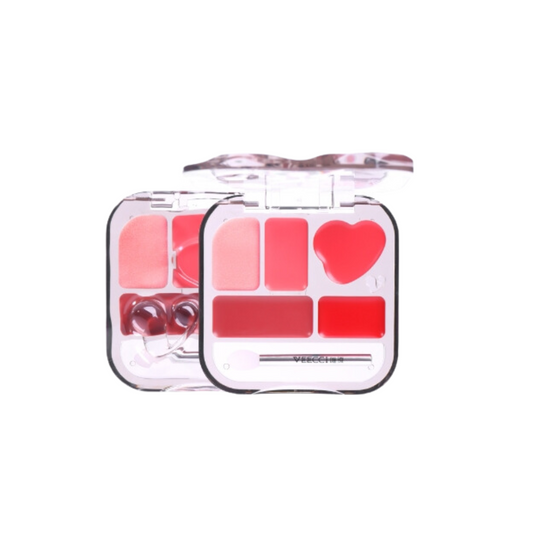 VEECCI Lip Gloss Color Palette Five Colors Glossy Versatile Non-Stick Cup Nature Lasting