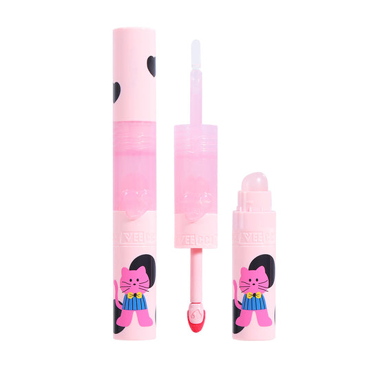 VEECCI Double-Head Lip Glaze with silicone lip brush Sweetheart Cat lip gloss Series