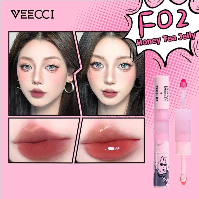 VEECCI Friend Rabbit Lip Glaze With Double Head Waterlight Moisturizing (4g)