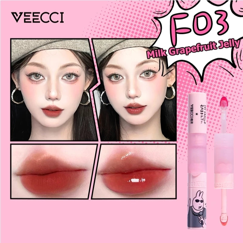 VEECCI Friend Rabbit Lip Glaze With Double Head Waterlight Moisturizing (4g)