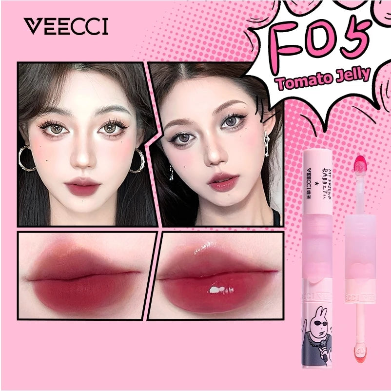 VEECCI Friend Rabbit Lip Glaze With Double Head Waterlight Moisturizing (4g)
