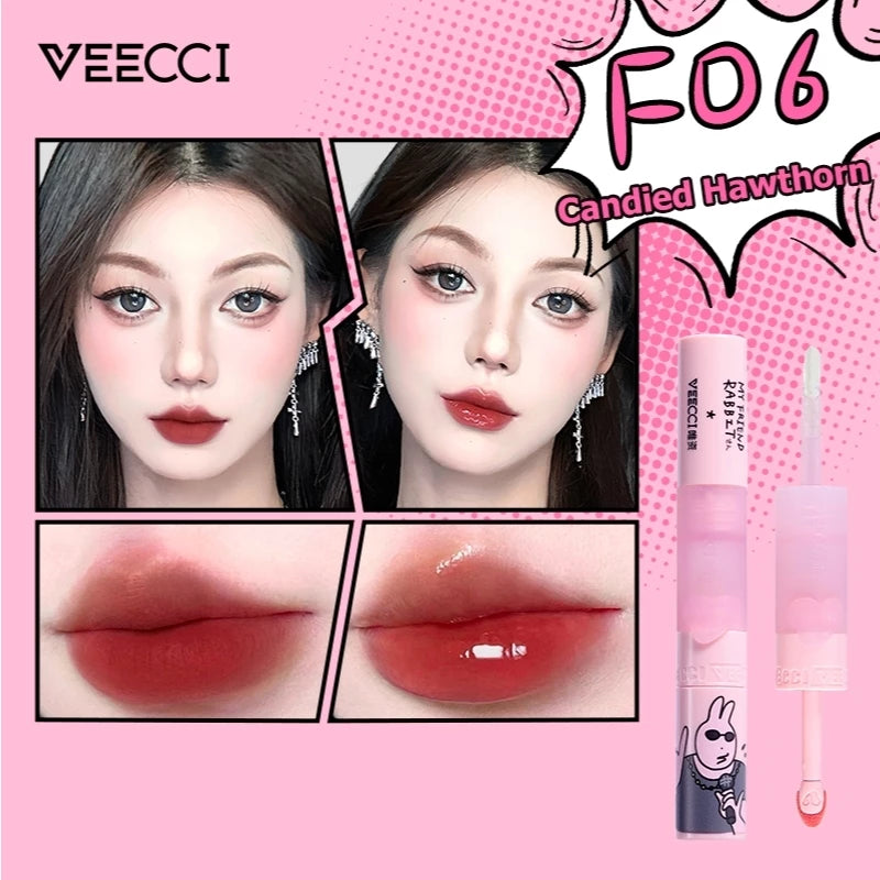 VEECCI Friend Rabbit Lip Glaze With Double Head Waterlight Moisturizing (4g)