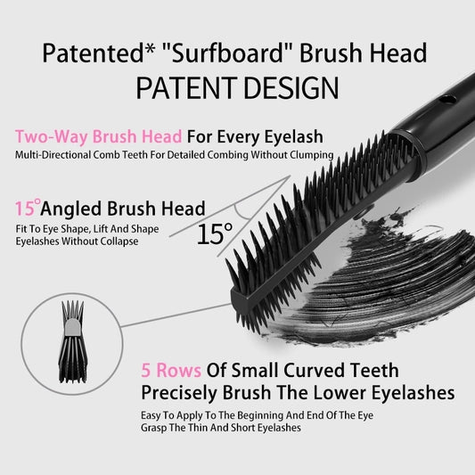 VEECCI Mascara Feather-light Dense Long-Lasting Two-way Brush Head Eyelash Extensions (4.5g)