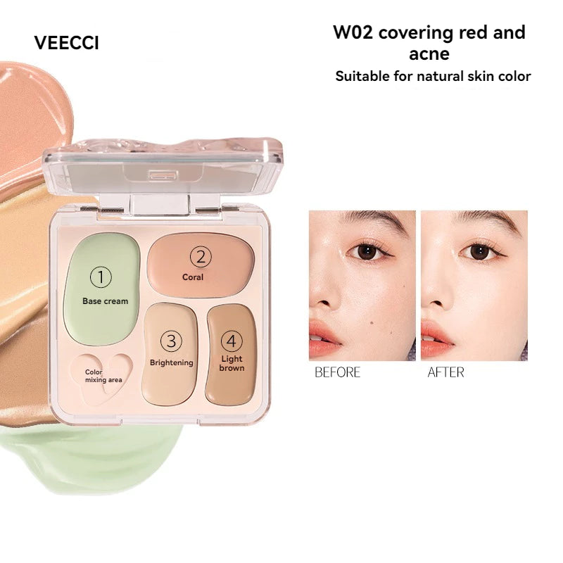 VEECCI Four Color Concealer Plate BB Cream Makeup Fundation