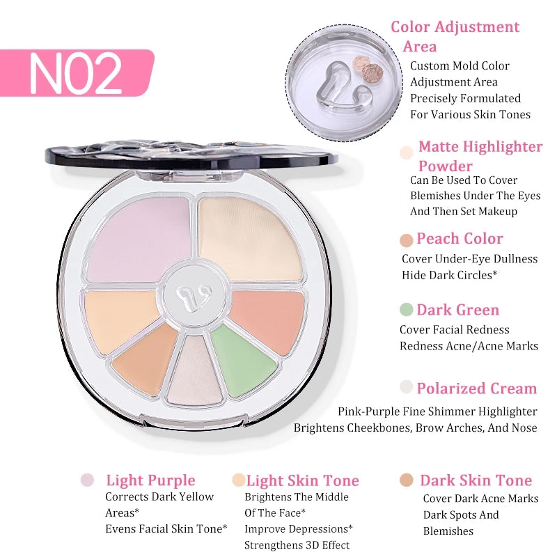 VEECCI silky smooth seven-color concealer palette conceals flaws without leaving any marks