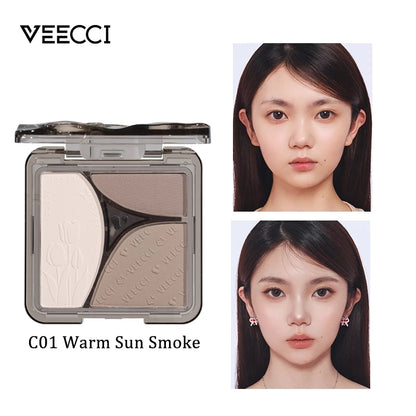 VEECCI Contour & Highlight Palette 3 In 1 Matte Nose Shadow Face Brightening Nature 8g