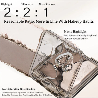 VEECCI Contour & Highlight Palette 3 In 1 Matte Nose Shadow Face Brightening Nature 8g