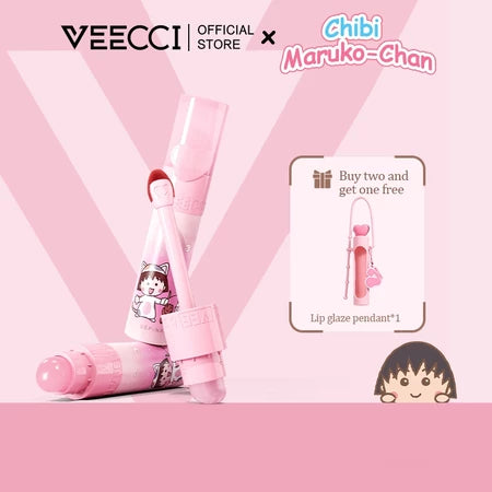 VEECCI X Chibi Maruko-Chan Lip Gloss Gloss 2 In 1 With Lip Brush Portable Long Lasting 2.5g