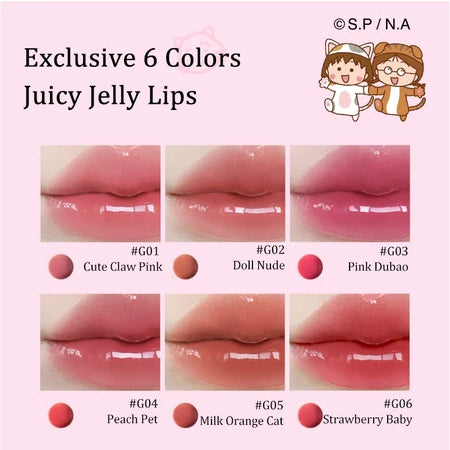 VEECCI X Chibi Maruko-Chan Lip Gloss Gloss 2 In 1 With Lip Brush Portable Long Lasting 2.5g