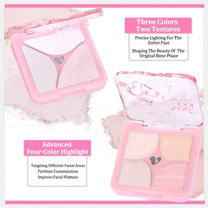 VEECCI Highlight Contour Palette 3 in 1 Highlight Matte Pearlescent Brightens Skin Multi-purpose (7.5g)