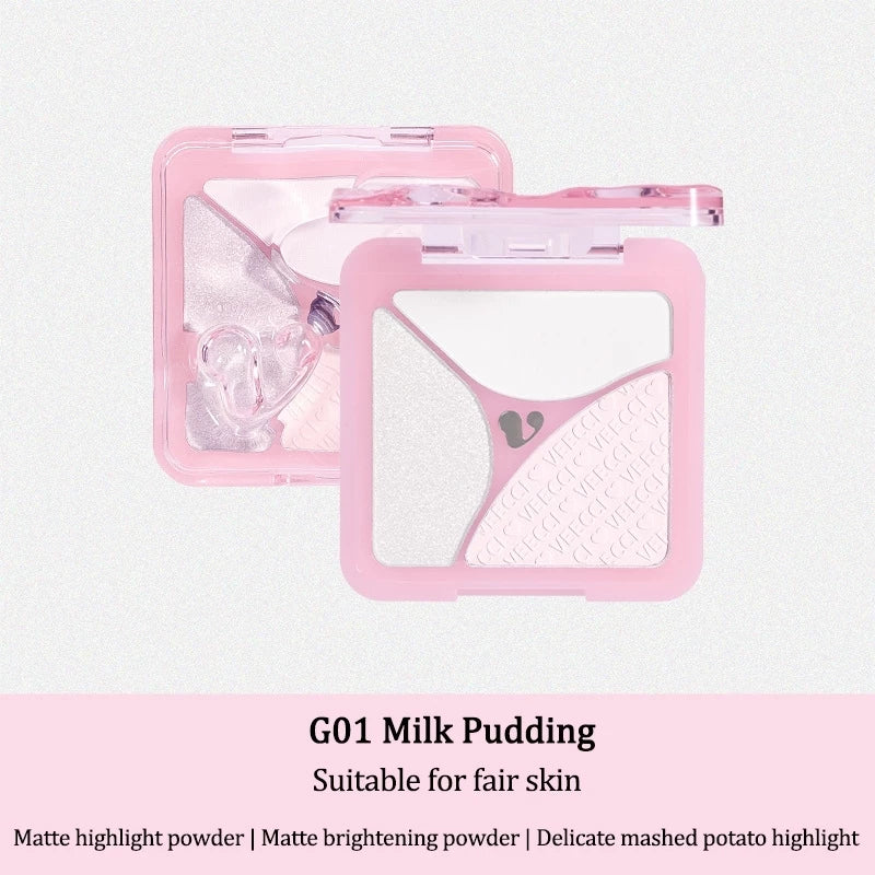 VEECCI Highlight Contour Palette 3 in 1 Highlight Matte Pearlescent Brightens Skin Multi-purpose (7.5g)