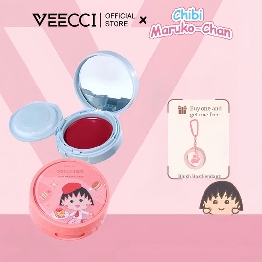 VEECCI X Chibi Maruko - Chan Blush Two Blush Paste Bring Powder Puff 3d Face Multipurpose Nature Blush Three Colors 3g/4.2g