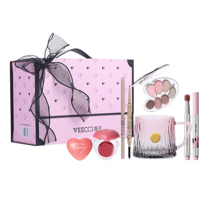VEECCI Pink Ink Party Gift Set 7 Colors Eyeshadow Eyeliner Gel Pencil Blusher Set New Ribbon Gift Set!