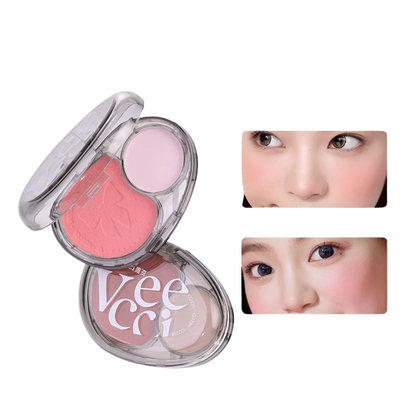VEECCI Blush Highlight Two-color Mashed Potatoes Texture Whitening Lasting Nature 4.5g